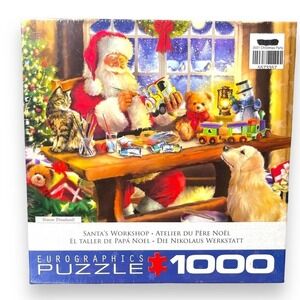 Eurographics Simon Treadwell 1000 PC Puzzle Santas Workshop Toy Train Cat Dog